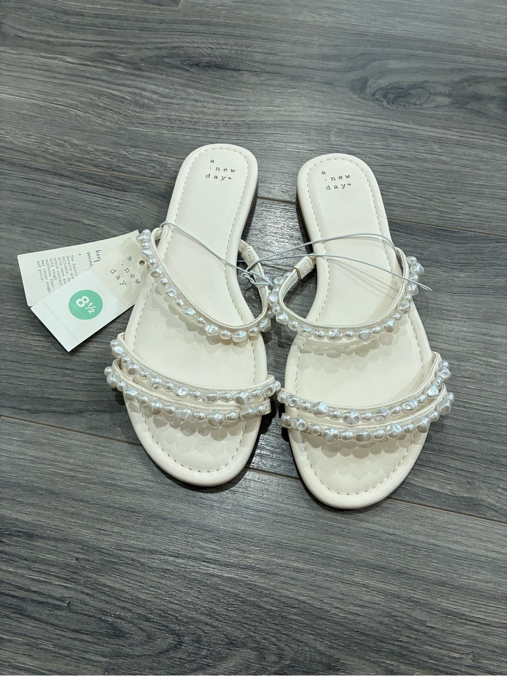 a new day Ivory Pearl Strap Flat Sandals